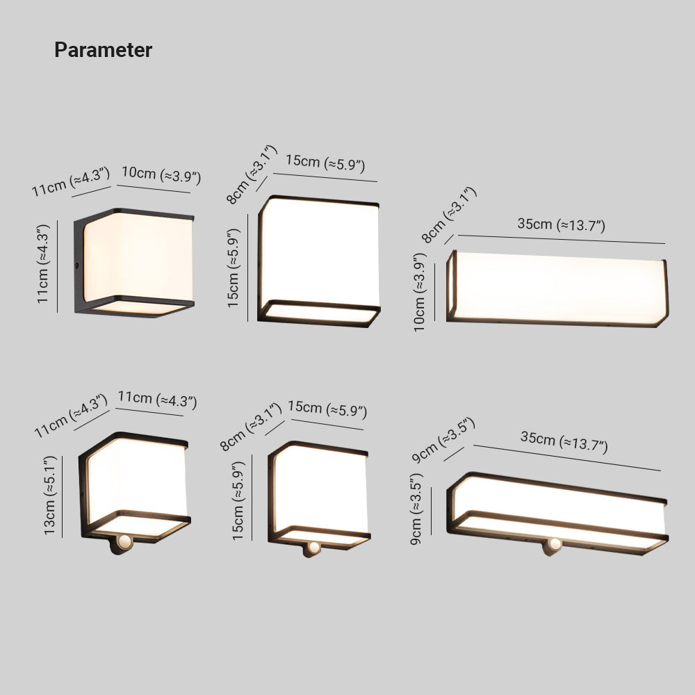 Modern Minimalist Rectangular Acrylic Sensor Solar IP65 Waterproof Outdoor Wall Lamp