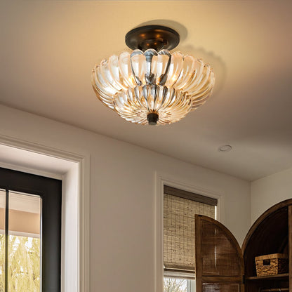Aura Vintage Amber Petal Glass Ceiling Light