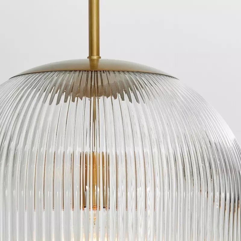 Farmhouse Cooper Ribbed Glass Pendant Light