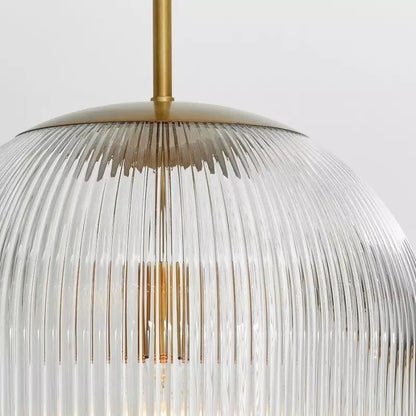 Farmhouse Cooper Ribbed Glass Pendant Light
