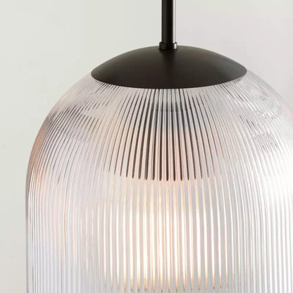 Farmhouse Cooper Ribbed Glass Pendant Light
