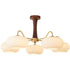 Kaki walnut and opal glass chandelier