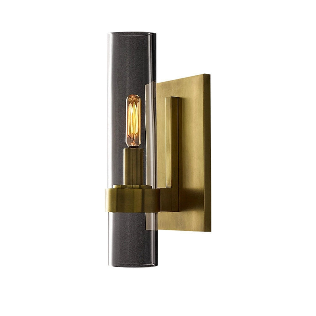 Tessa brass clear glass tube wall light