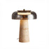 Hotaru travertine table lamp with smoked glass dome