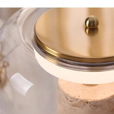 Hotaru glass dome and brass cap close up
