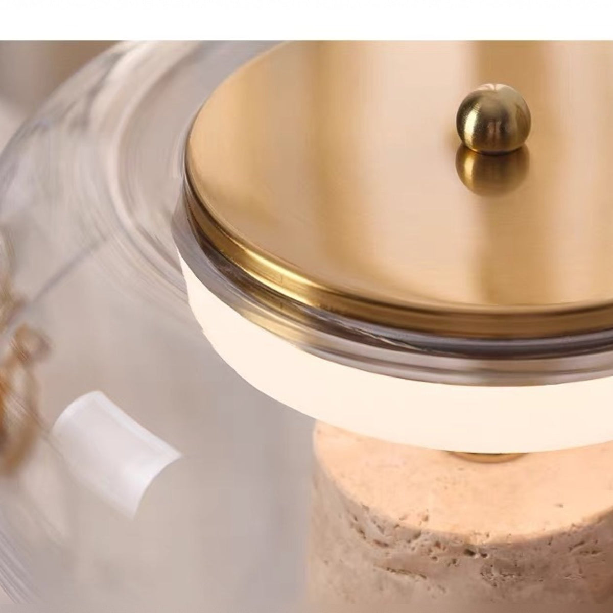 Hotaru glass dome and brass cap close up