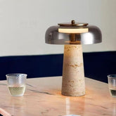 Real photo of Hotaru lamp on a marble table