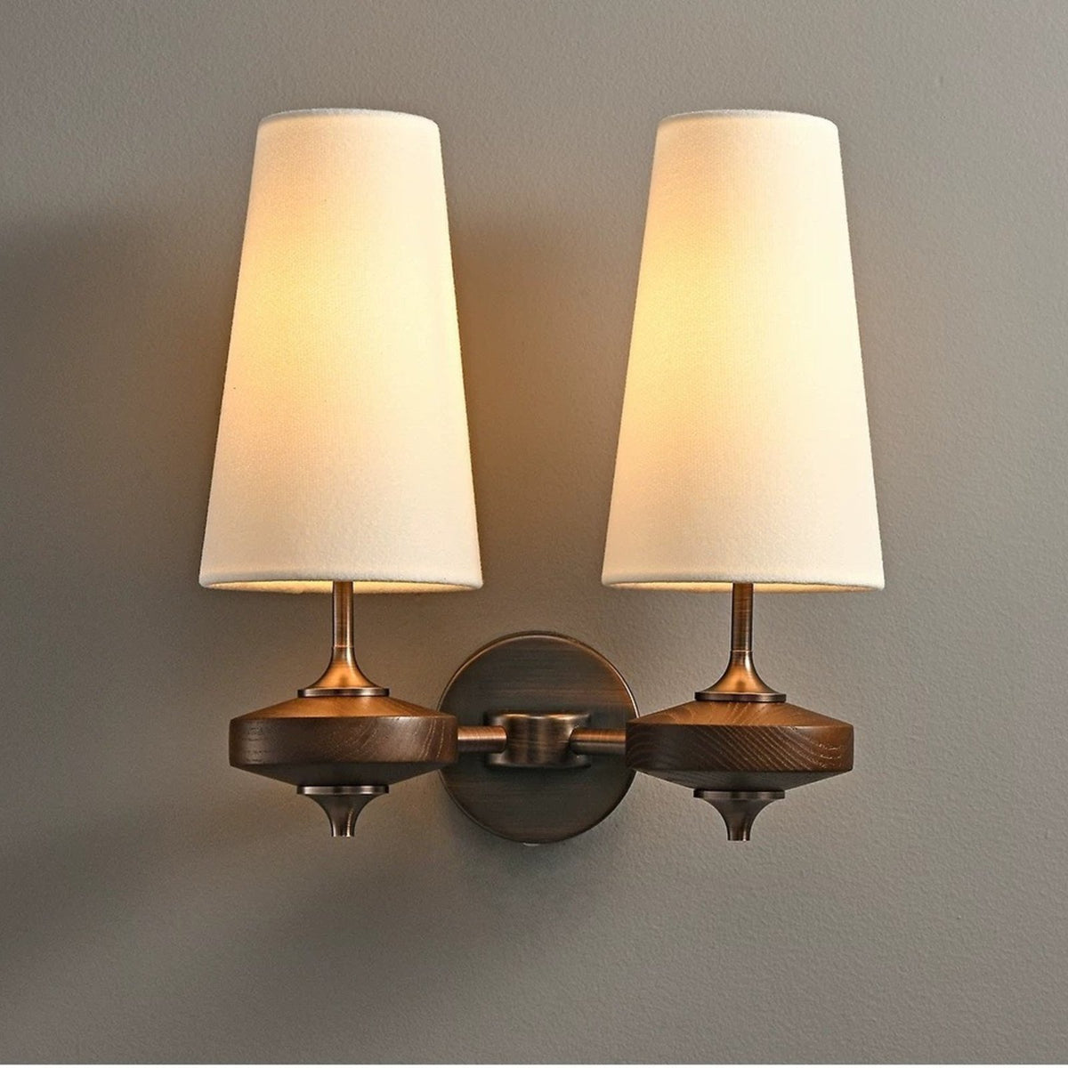 Hikari double head wall light ivory