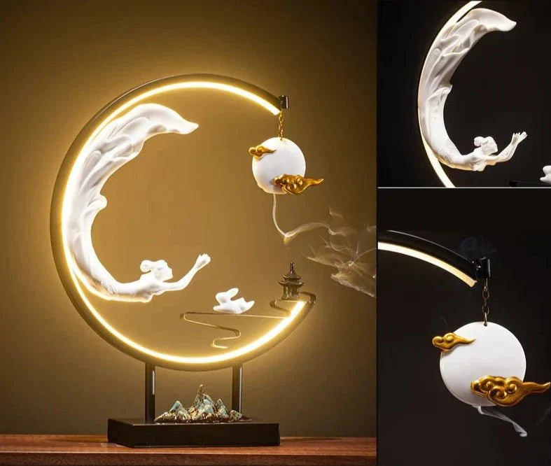 Celestial Lady Flying To The Moon Incense Burner Lamp