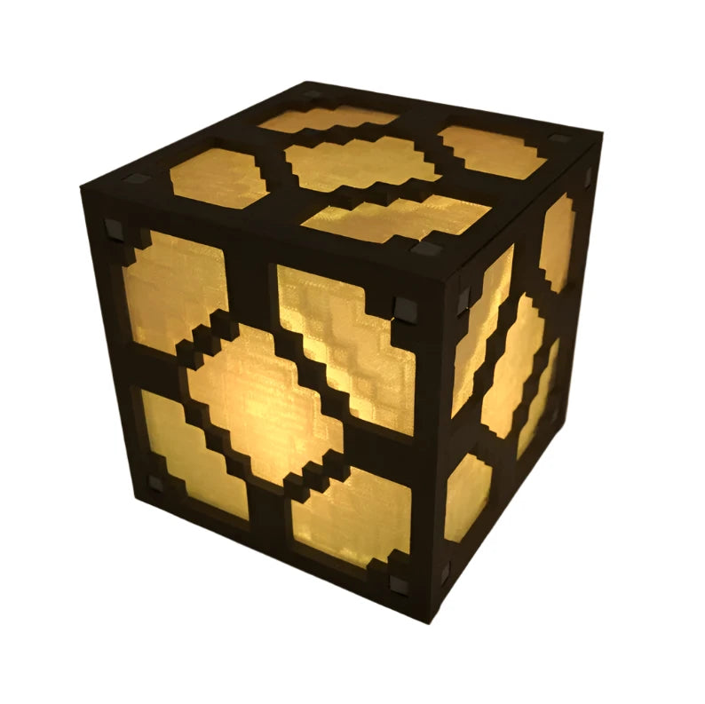 Minecraft-inspirierte pixelierte RGB-Block-Tischlampe