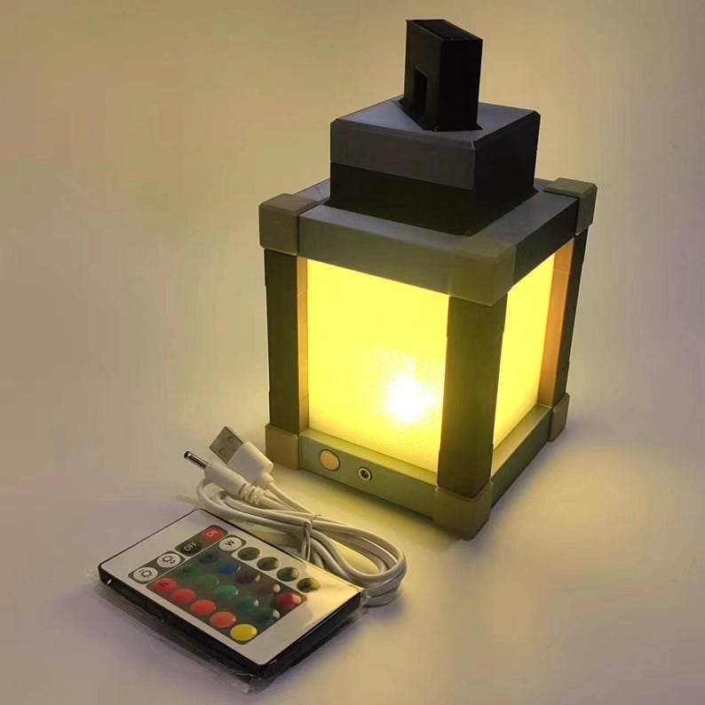 Pixelated Night Light Lantern Table Lamp