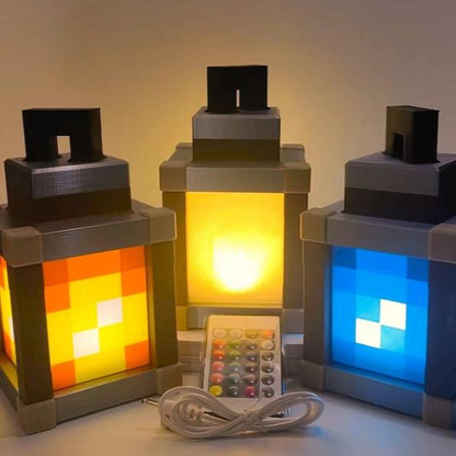 Pixelated Night Light Lantern Table Lamp