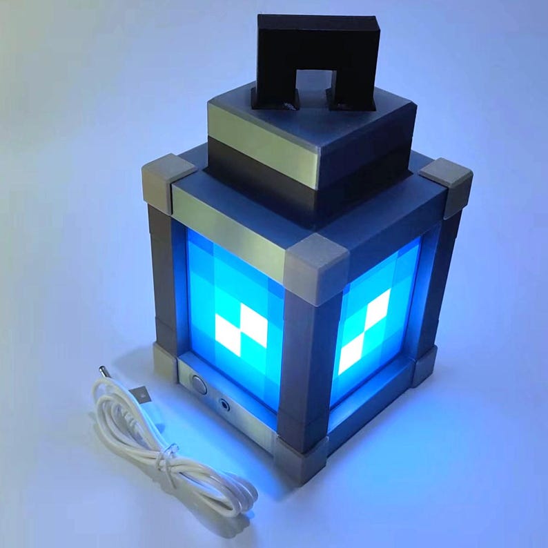 Pixelated Night Light Lantern Table Lamp