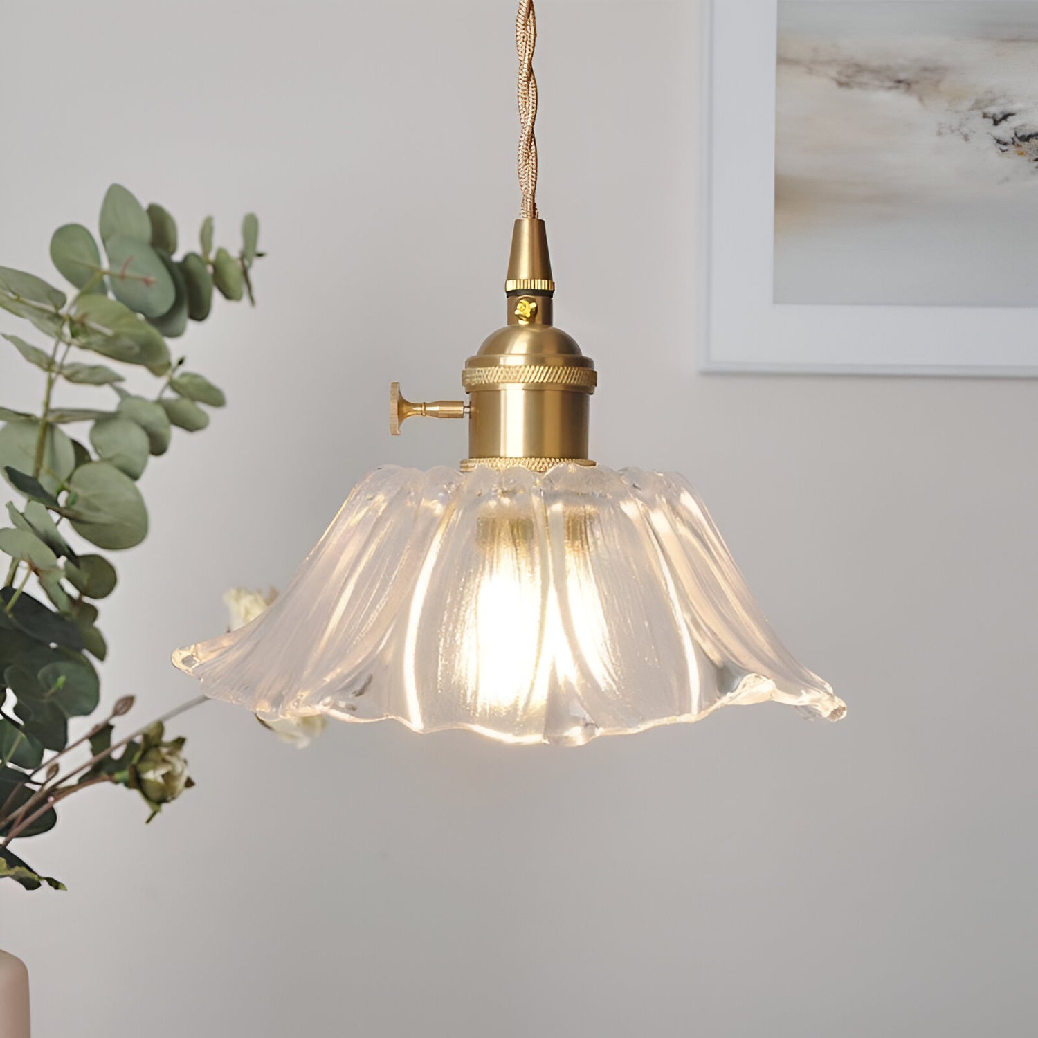 Vintage Radiant Lotus Glass Pendant Lamp