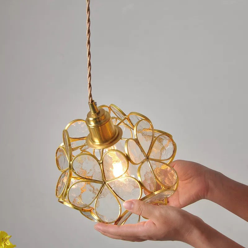 Lampada a sospensione in vetro a forma di fiore nordico