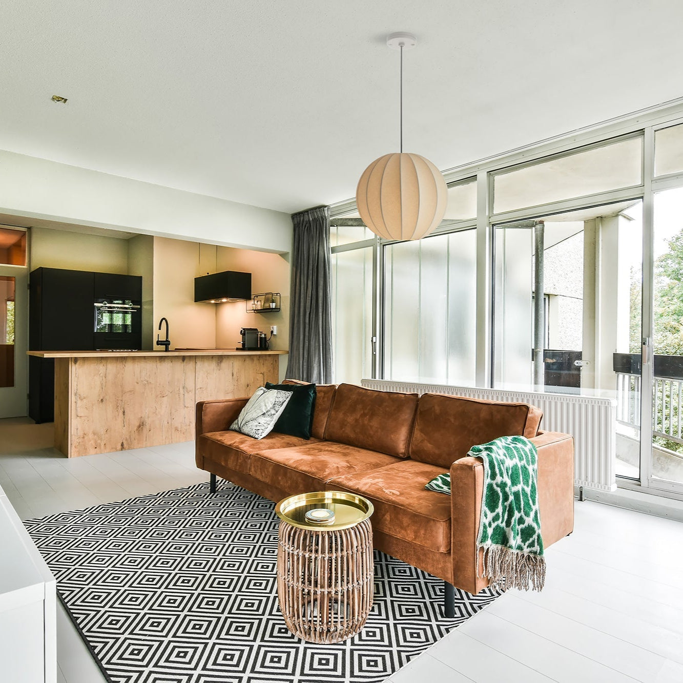 Makoto Silk Lantern Minimalist Japandi Pendant Light