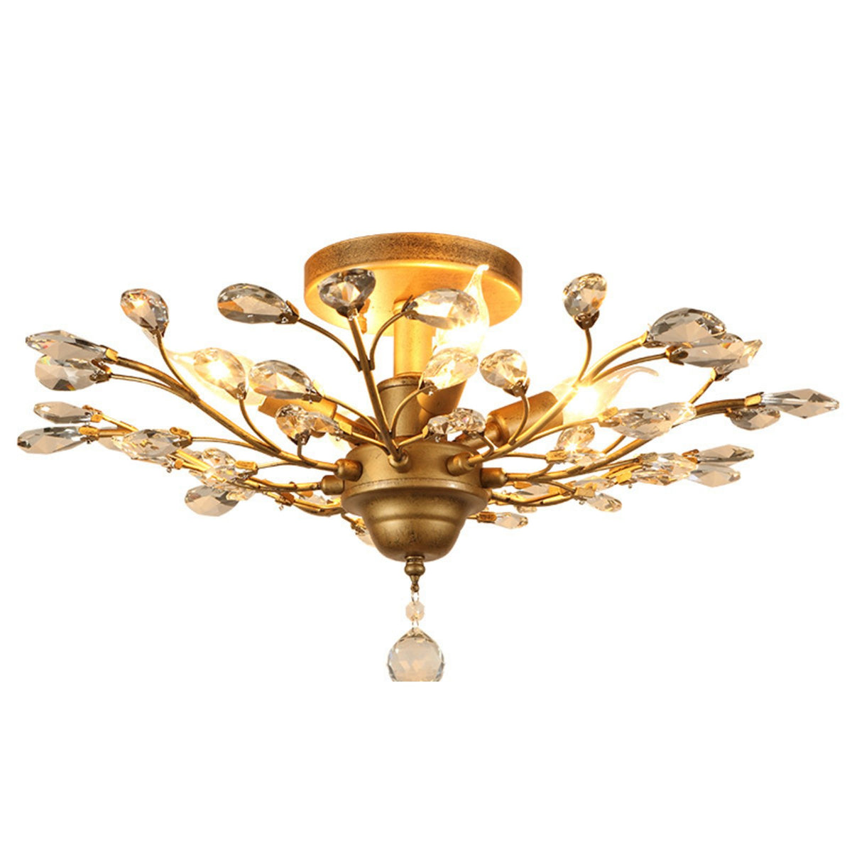 Ivy 5 light ceiling chandelier in gold