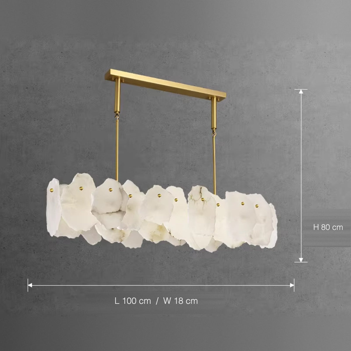 Isola linear alabaster chandelier L100 x W18 x H80 cm