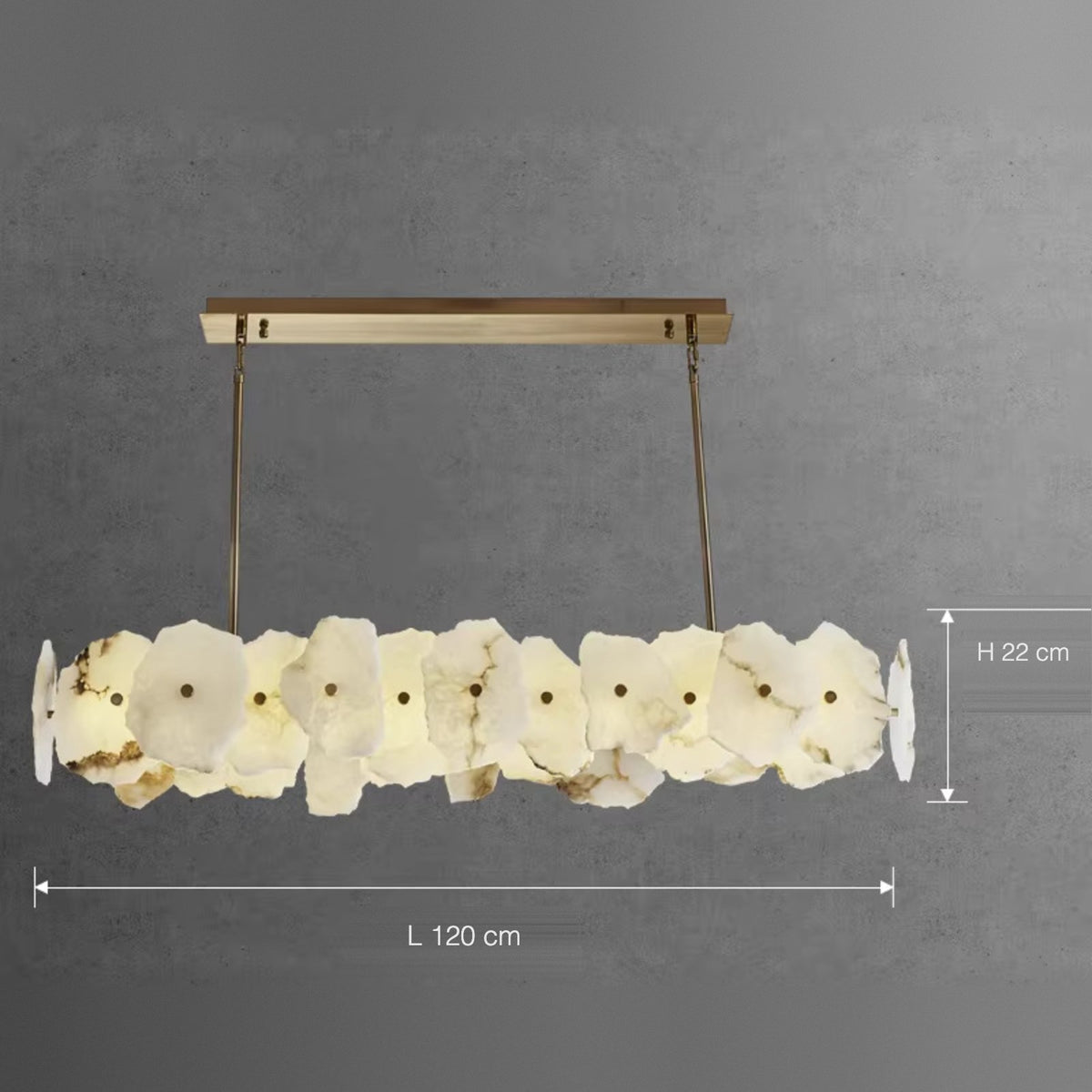 Isola linear alabaster chandelier L120 cm