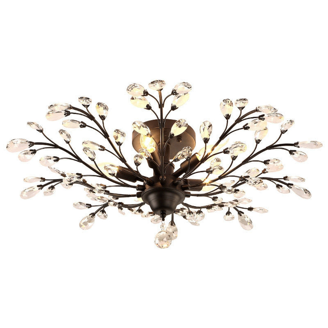 Ivy crystal branch chandelier in black