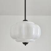 Kabocha 38 cm milk glass pumpkin pendant with black rod and canopy