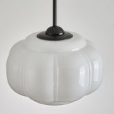 Kabocha 38 cm pumpkin glass shade close-up with black canopy