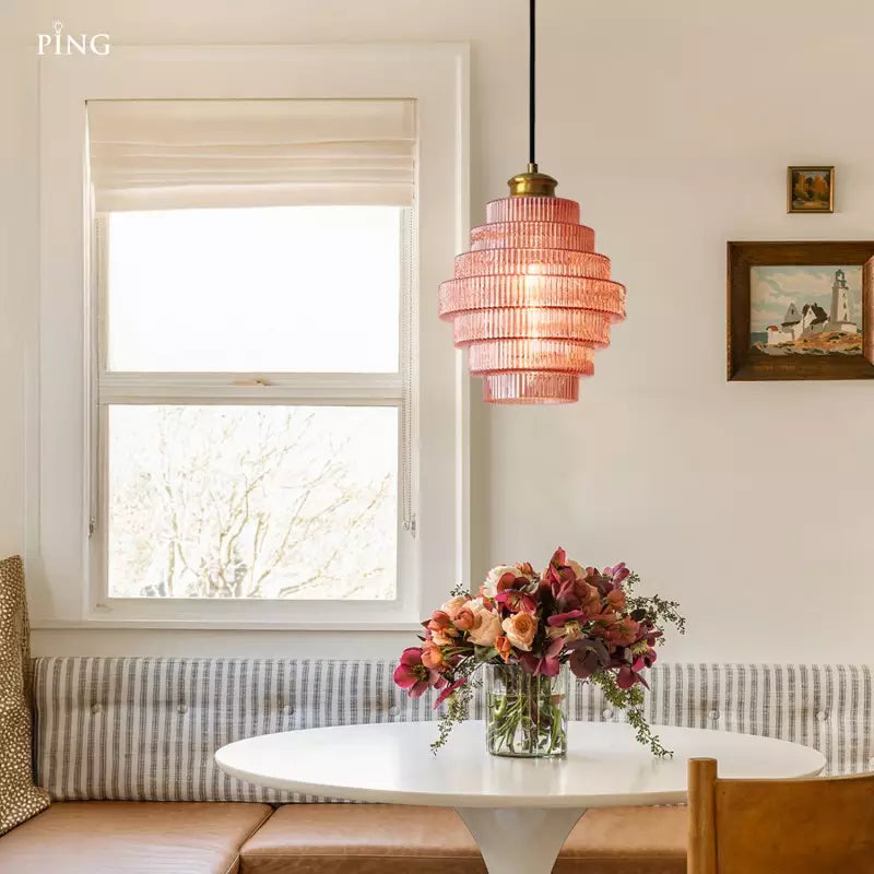 Kaela Vintage Striped Glass Pendant Light