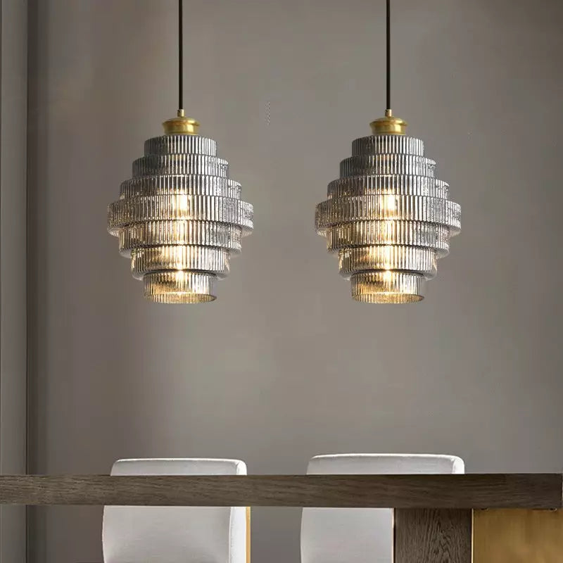 Kaela Vintage Striped Glass Pendant Light