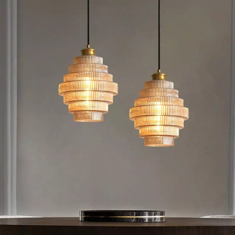 Kaela Vintage Striped Glass Pendant Light