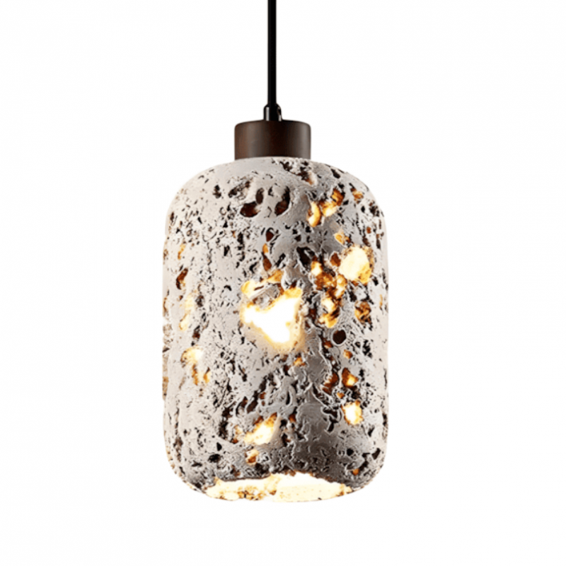 Arlo Barrel Wabi Sabi Travertine Pendant Light