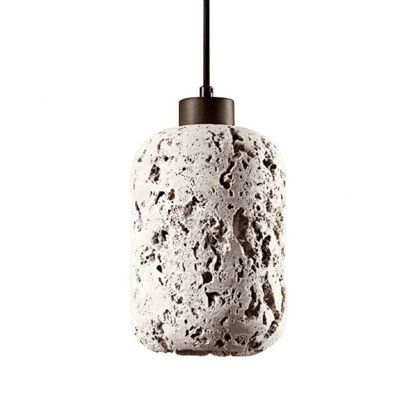 Arlo Barrel Wabi Sabi Travertine Pendant Light