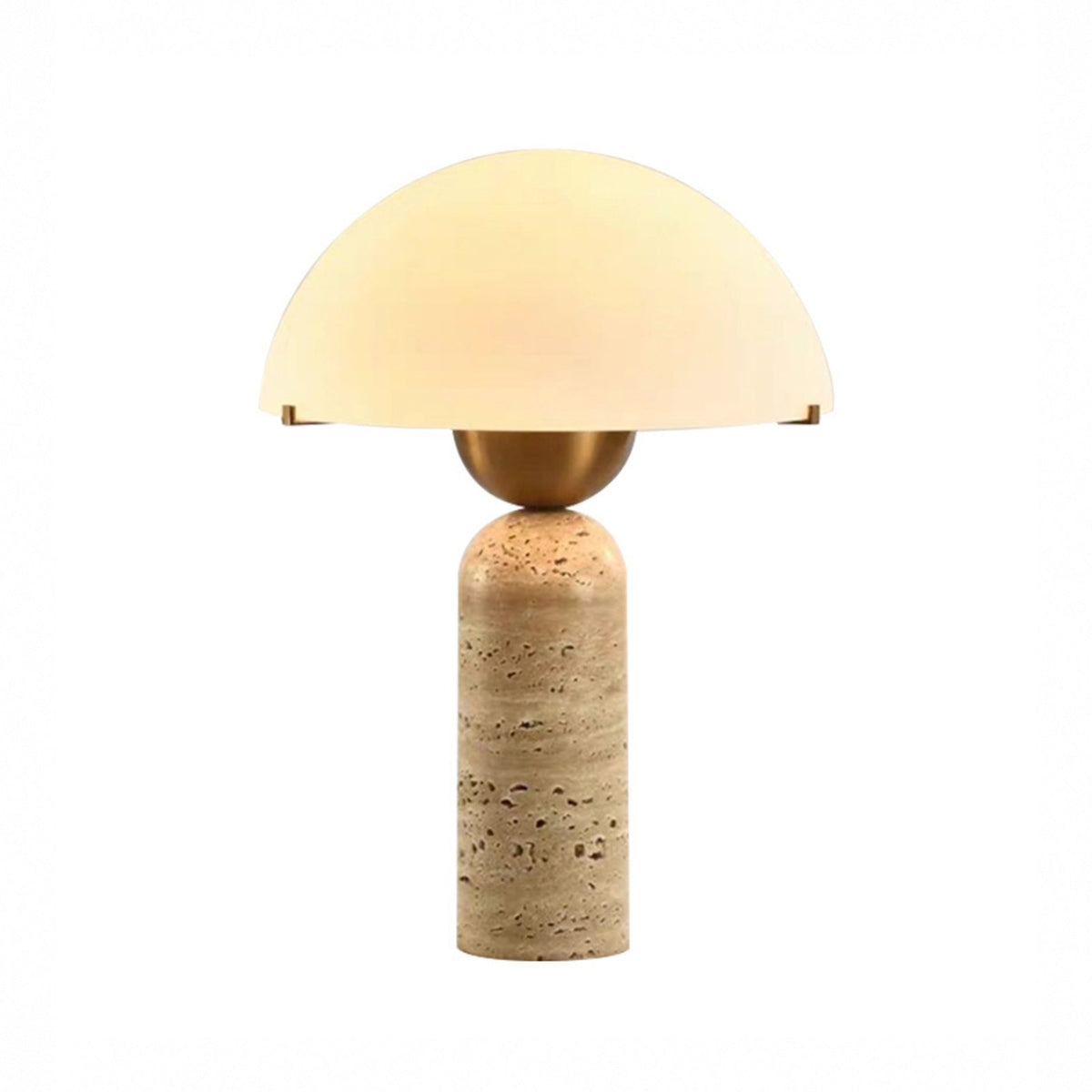 Kinoko stone mushroom table lamp with travertine base