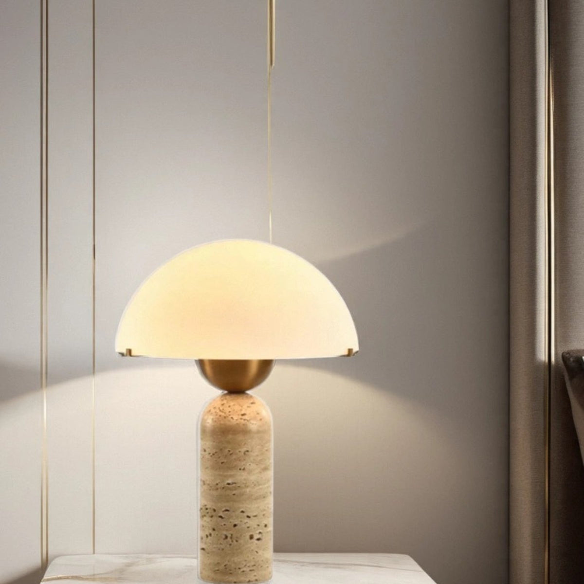 Kinoko lamp in an evening interior