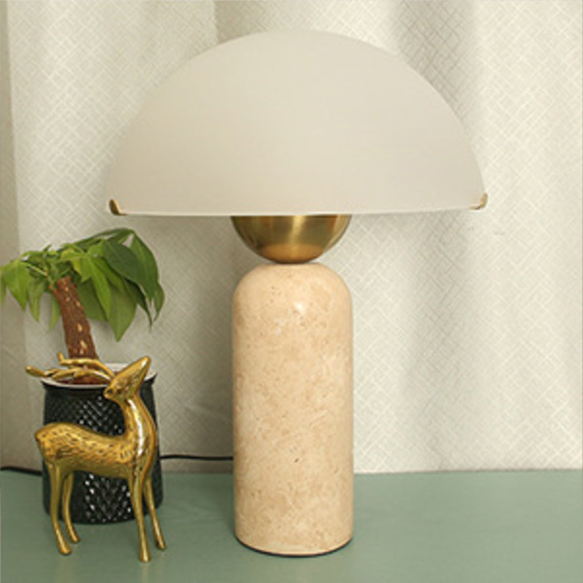 Real photo of Kinoko stone table lamp