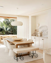 Wren pendant in a calm Japandi dining space