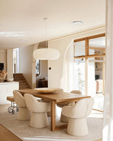 Wren pendants above an oak dining table