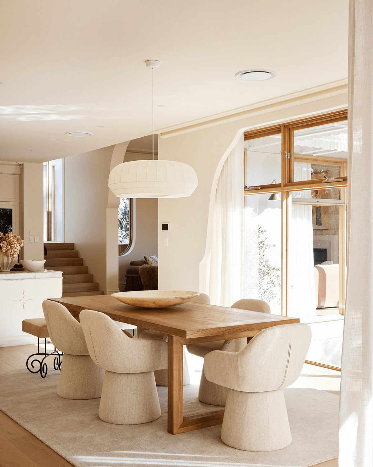 Wren pendants above an oak dining table