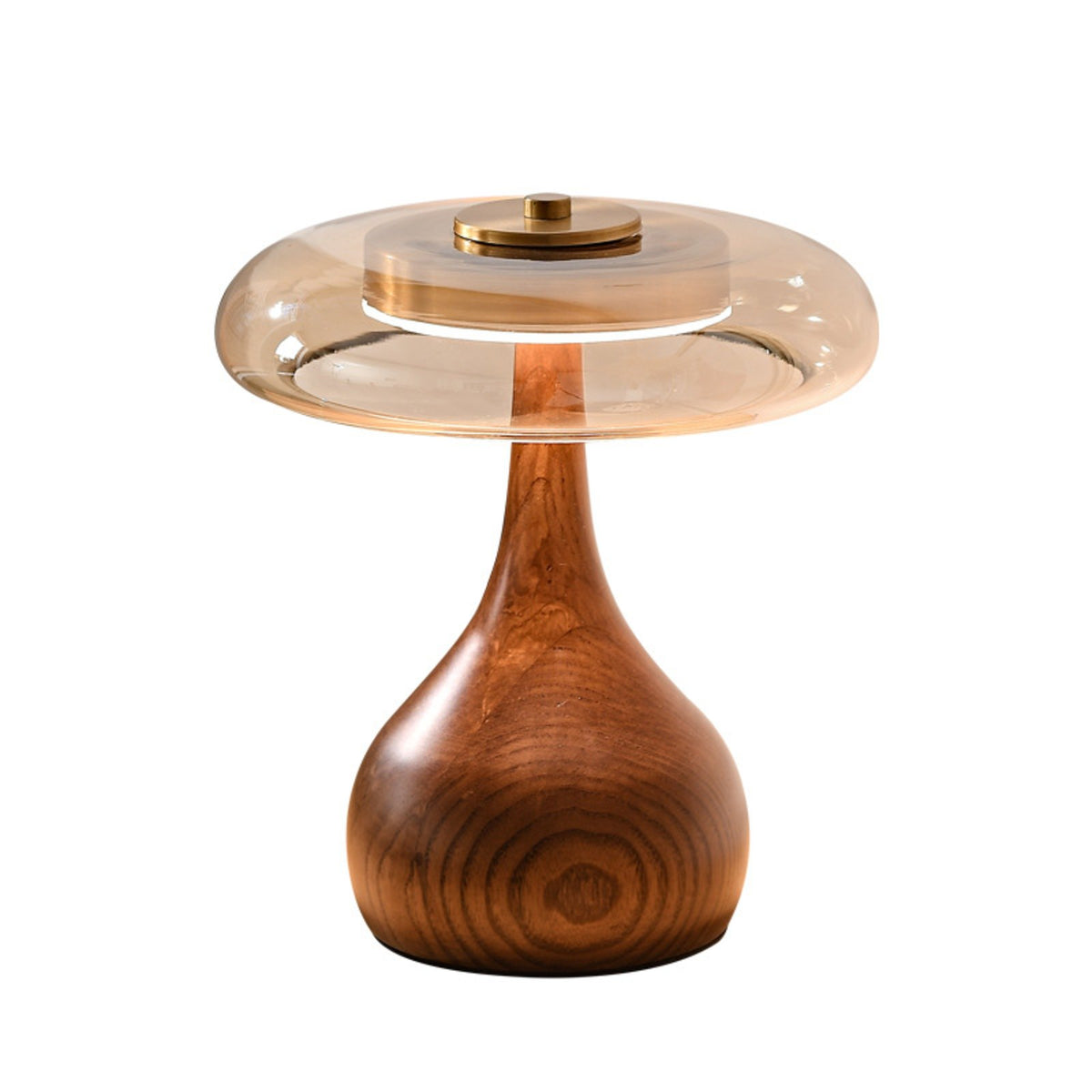 Kohaku solid wood amber glass table lamp