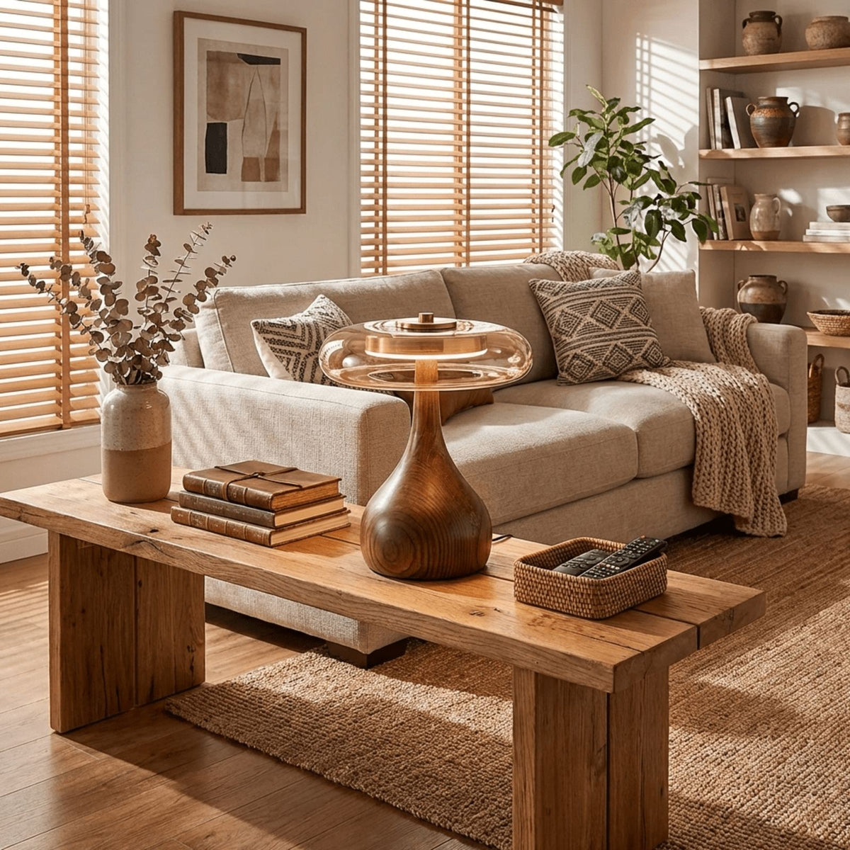 Kohaku lamp on a living room coffee table