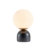 Luna marble table lamp, black marble base