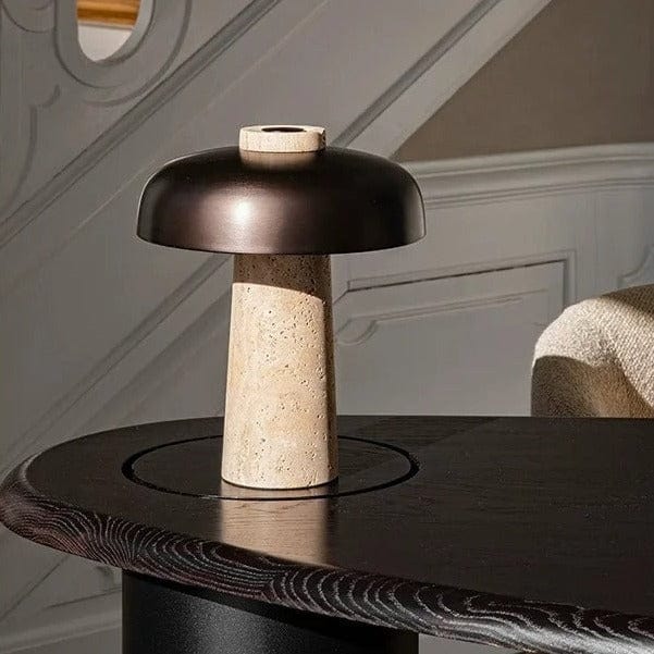 Terrazzo Travertine Mushroom-Shaped Table Lamp