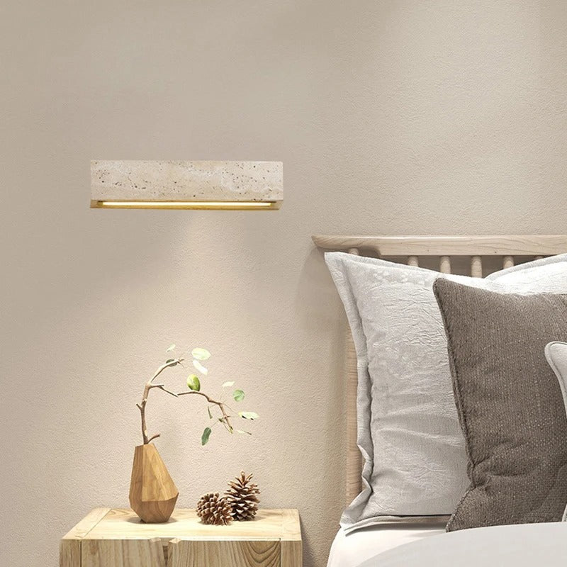 Modern Creative Yellow Travertine Stone Wall Lamp