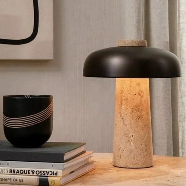 Terrazzo Travertine Mushroom-Shaped Table Lamp