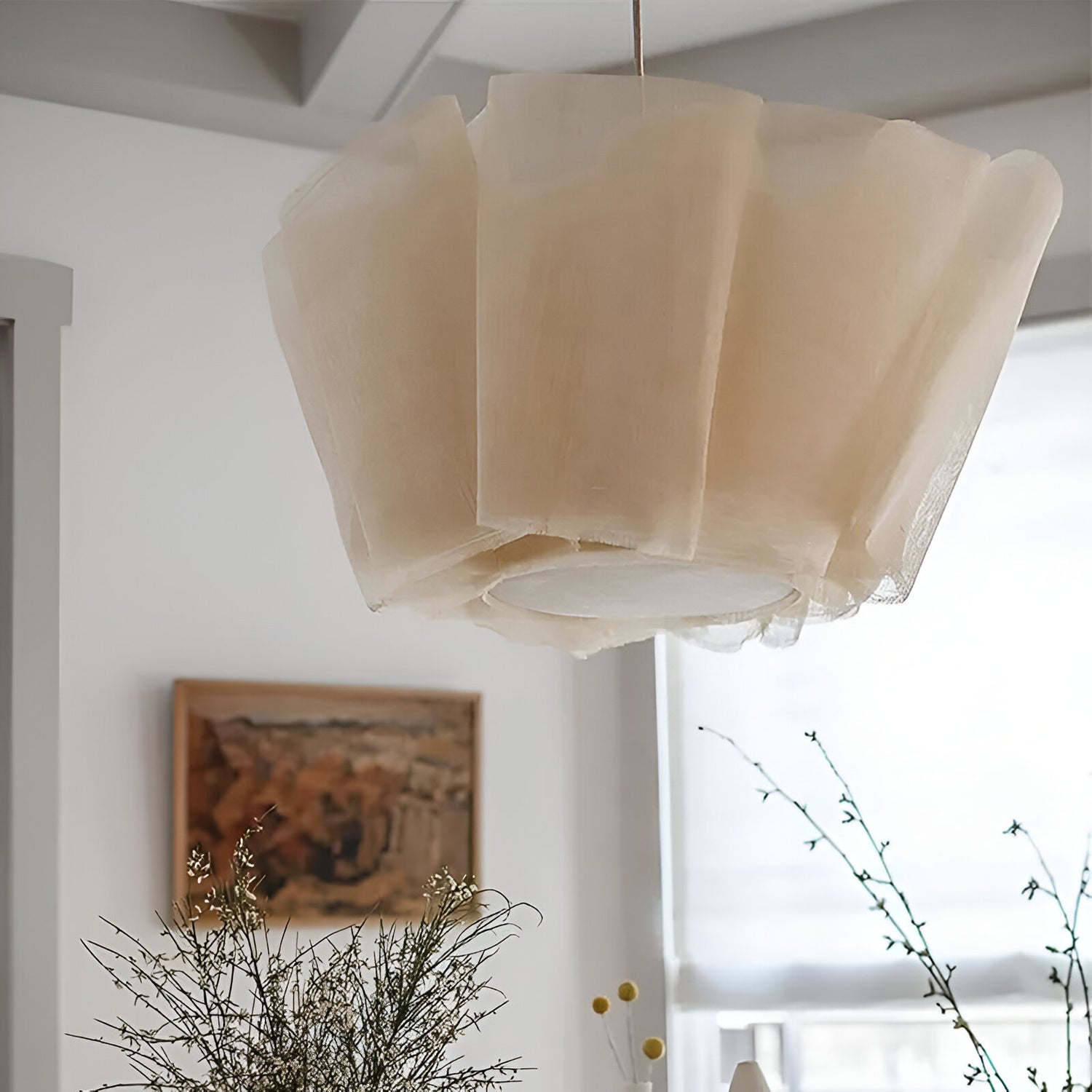 Nordic Creamy Fabric Shade Ainara Pendant Light