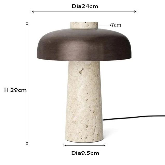 Terrazzo Travertine Mushroom-Shaped Table Lamp