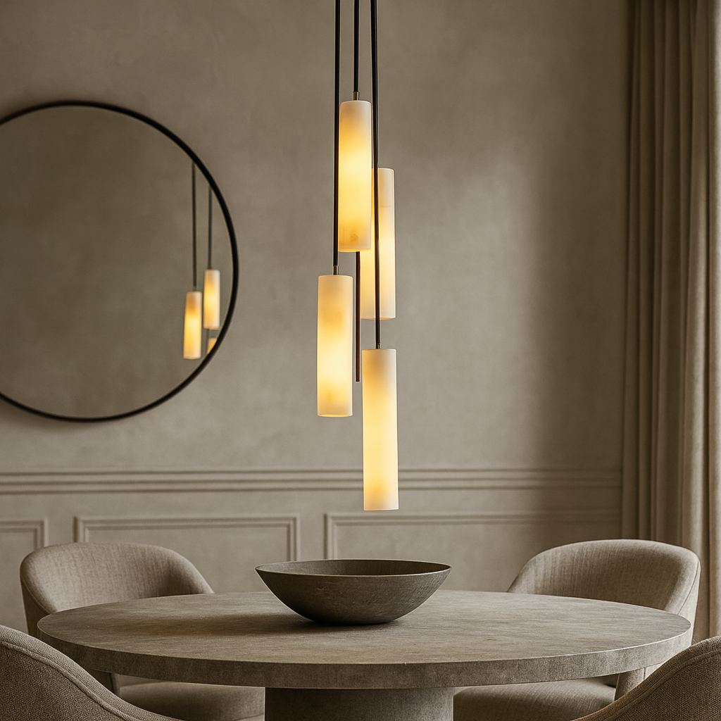 Serene Cylinder Modern Alabaster Marble Pendant Light