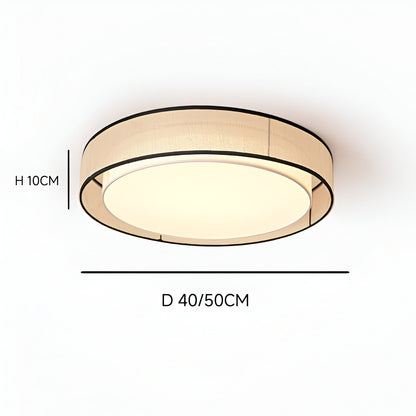 Merion Linen Drum Shade Flush Mount Round Ceiling Light