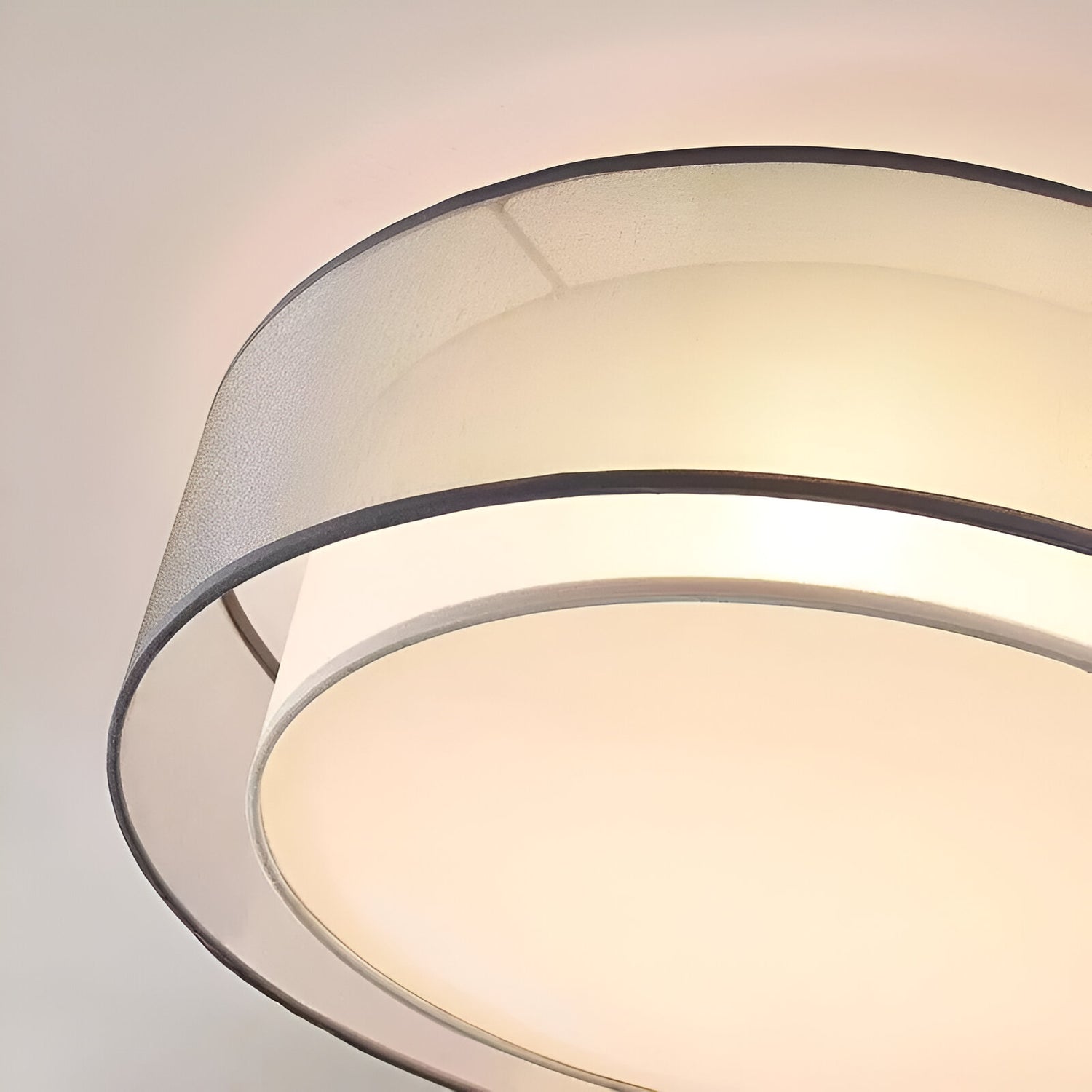 Lustre de plafond rond avec abat-jour en lin Merion