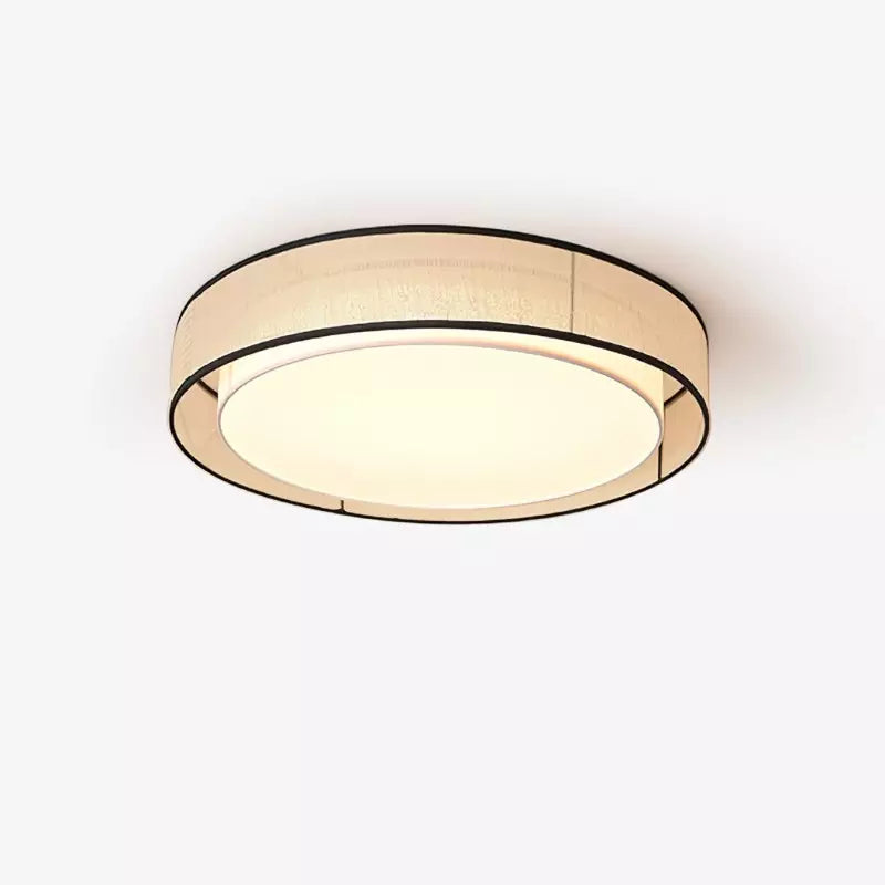 Lustre de plafond rond avec abat-jour en lin Merion