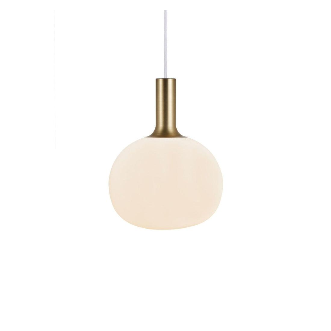 Selma opal glass pendant, round with brass neck